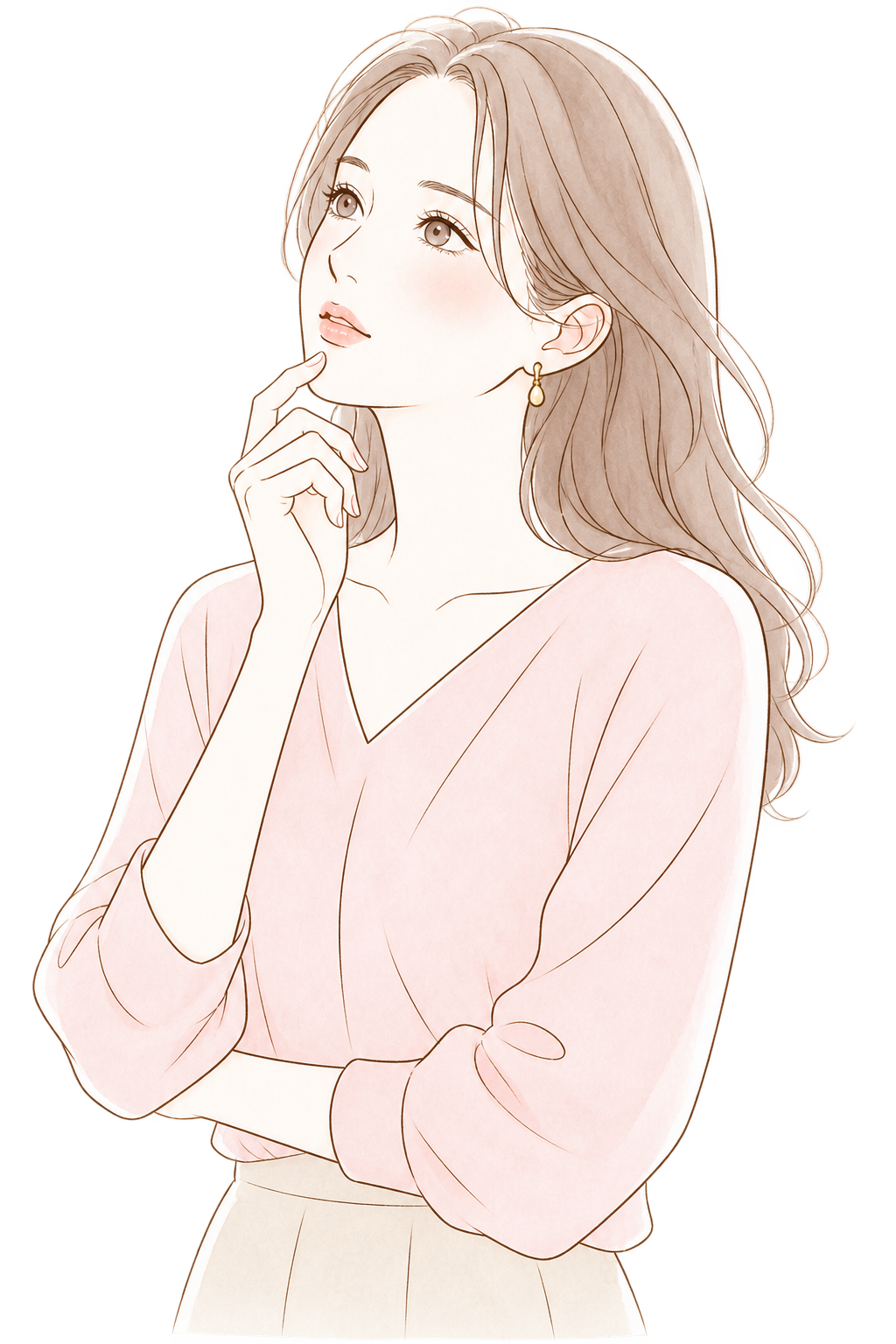 悩みについて考える女性のイラスト